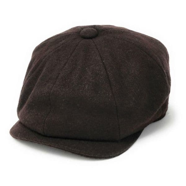 Bakerboy Cap - Gatsby Newsboy - Melton Wool - Lined - Brown (Peaky Blinders Style Cap)