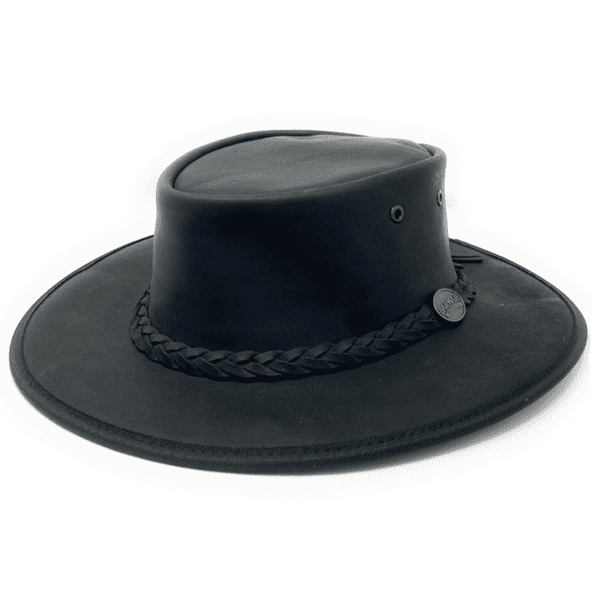 Barmah Bronco Foldaway Leather Outback Hat - 1060 - Black