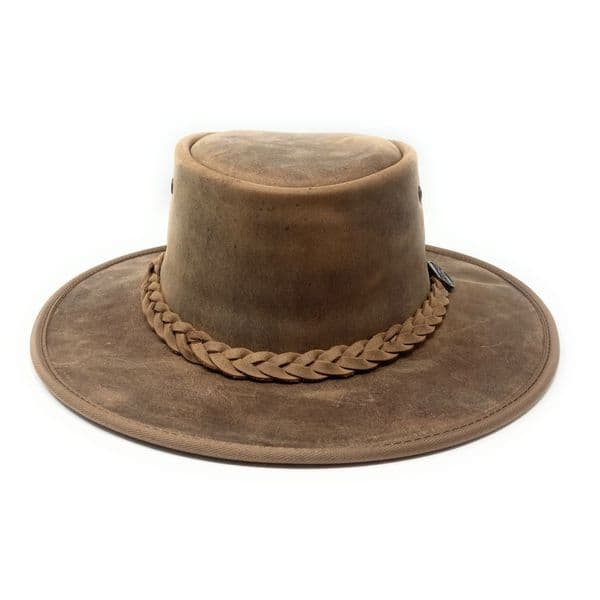 Barmah Bronco Foldaway Leather Outback Hat - 1060 - Hickory