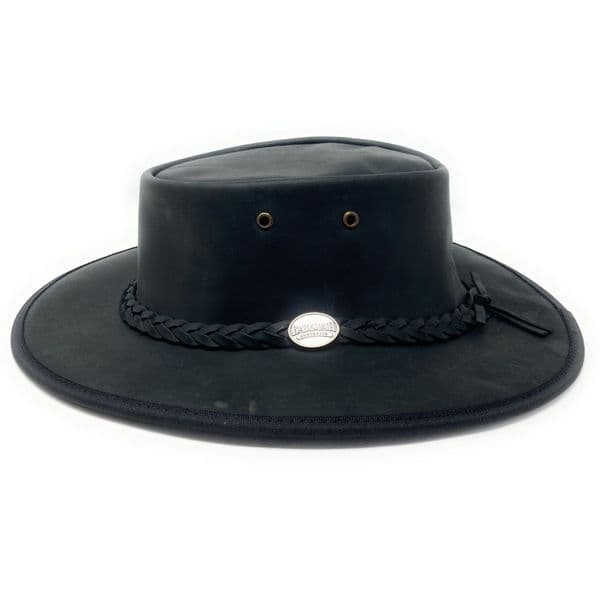 Barmah Bronco Packable Leather Outback Hat - 1060 - Black