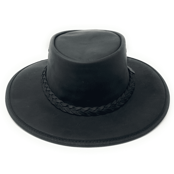 Barmah Bronco Packable Leather Outback Hat - 1060 - Black