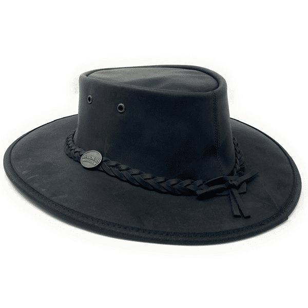 Barmah Bronco Packable Leather Outback Hat - 1060 - Black