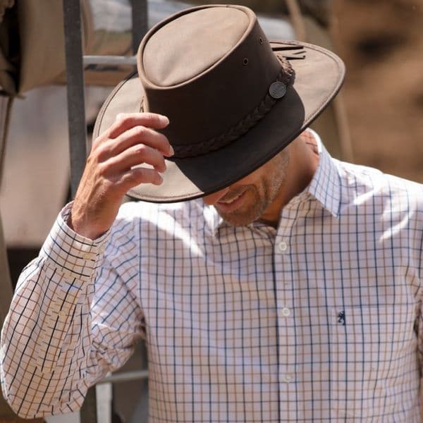 Barmah Bronco Packable Leather Outback Hat - 1060 - Brown