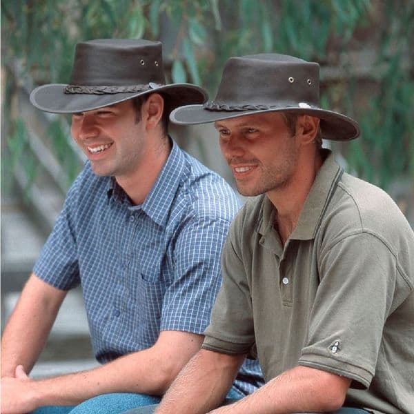 Barmah Bronco Packable Leather Outback Hat - 1060 - Brown