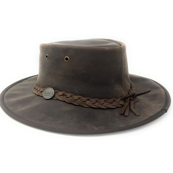 Barmah Bronco Packable Leather Outback Hat - 1060 - Brown