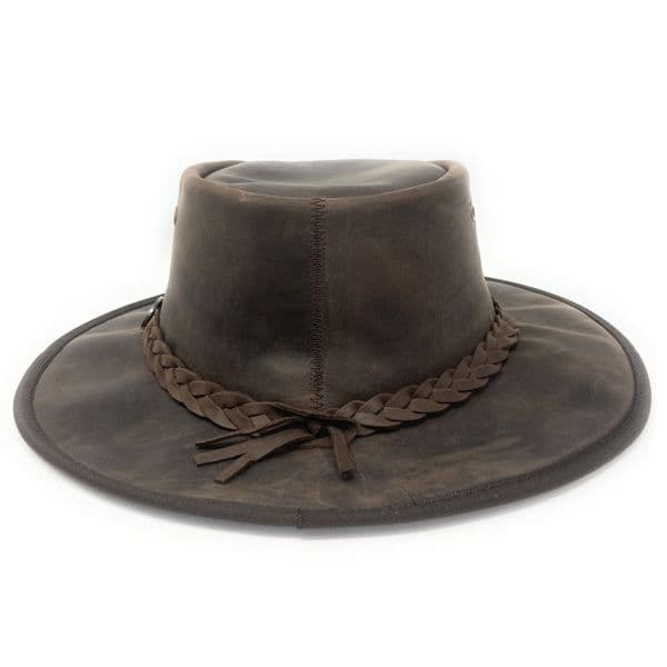 Barmah Bronco Packable Leather Outback Hat - 1060 - Brown