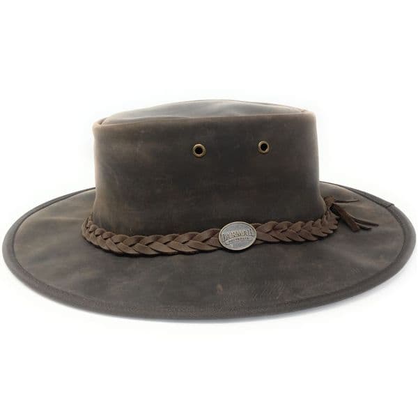 Barmah Bronco Packable Leather Outback Hat - 1060 - Brown