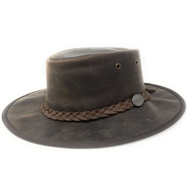 Barmah Bronco Packable Leather Outback Hat - 1060 - Brown