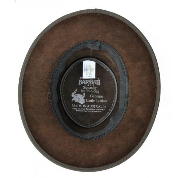 Barmah Bronco Packable Leather Outback Hat - 1060 - Brown
