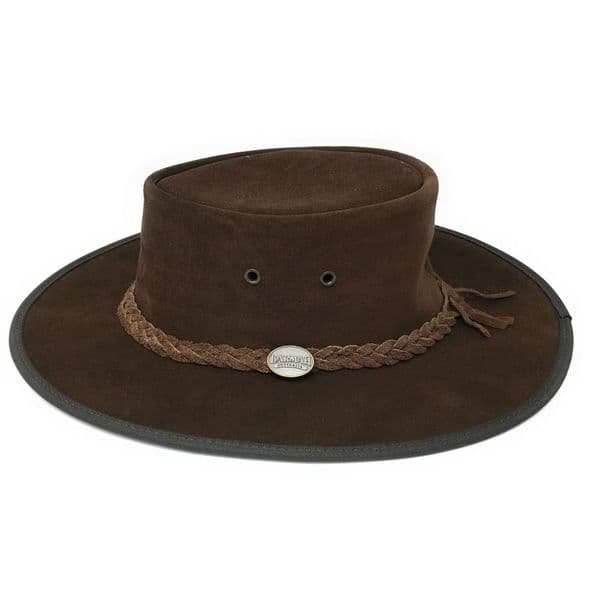 Barmah Squashy Packable Chocolate Australian Leather Bush Hat - 1025