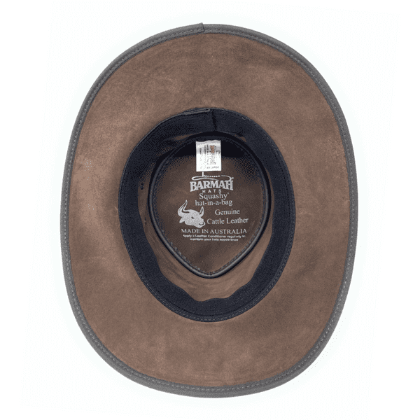 Barmah Squashy Packable Chocolate Australian Leather Bush Hat - 1025