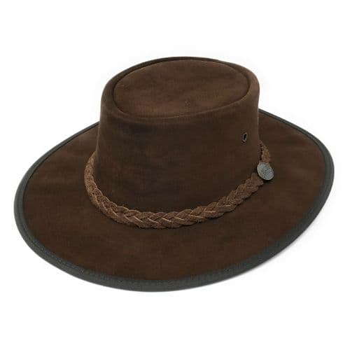 Barmah Squashy Packable Chocolate Australian Leather Bush Hat - 1025
