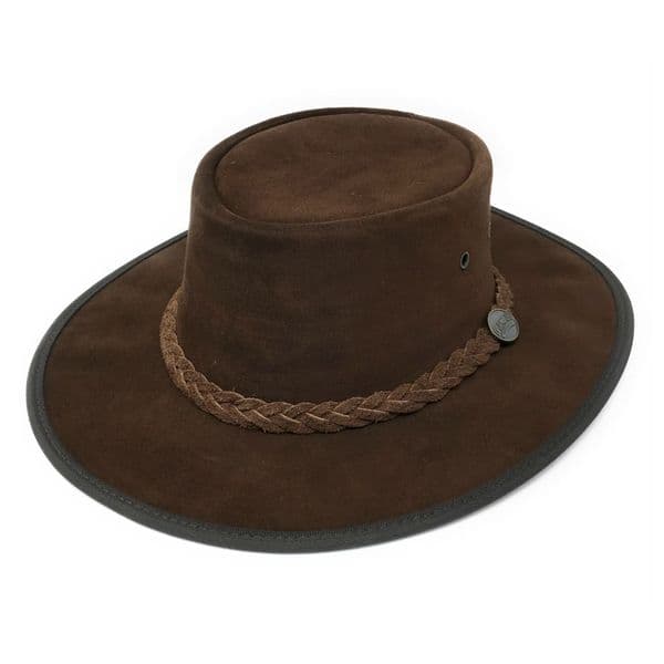 Barmah Squashy Packable Chocolate Australian Leather Bush Hat - 1025