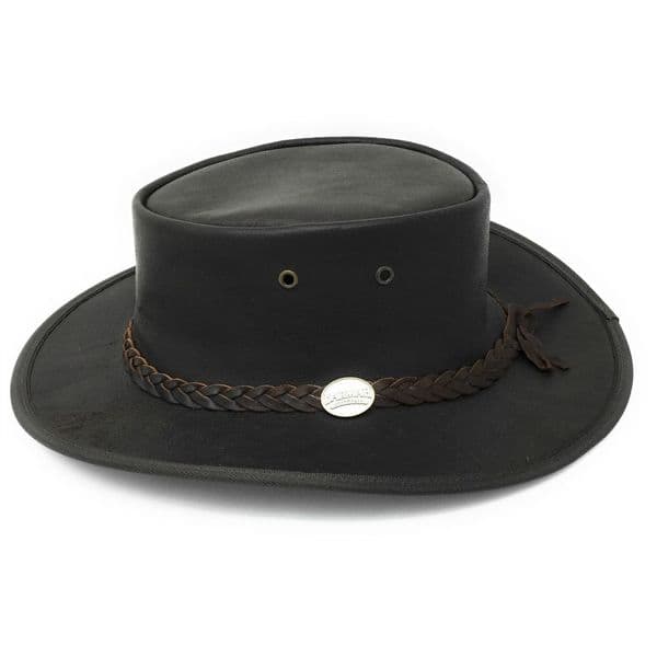 Barmah Sundowner Kangaroo Australian Packable Leather Bush Hat - Brown 1019