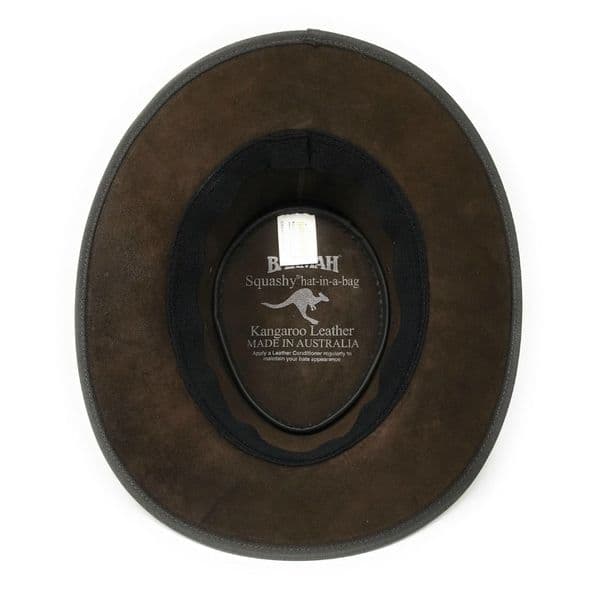 Barmah Sundowner Kangaroo Australian Packable Leather Bush Hat - Brown 1019