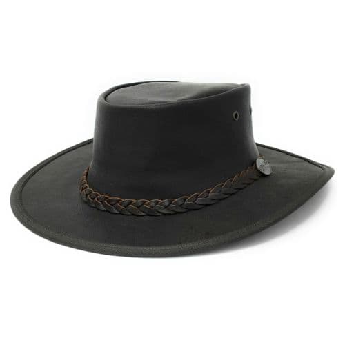 Barmah Sundowner Kangaroo Australian Packable Leather Bush Hat - Brown 1019