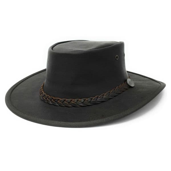 Barmah Sundowner Kangaroo Australian Packable Leather Bush Hat - Brown 1019
