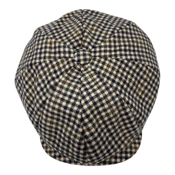 Beige & Midnight Navy Wool & Cashmere Tweed Bakerboy/Newsboy 8-Piece Cap