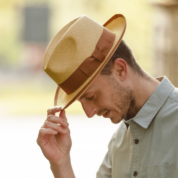 Beige Toyo Straw Snap Brim Summer Panama Style Hat - Mayfair