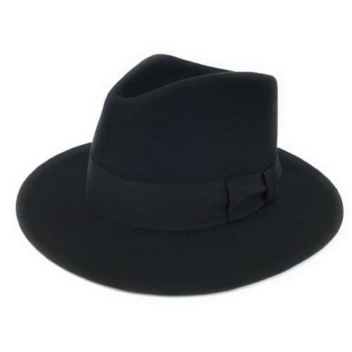 Black Fedora Hat: Wool, Crushable - Indy