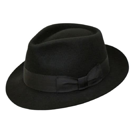 Black Snap Brim Lined Trilby Hat - Pennsylvania