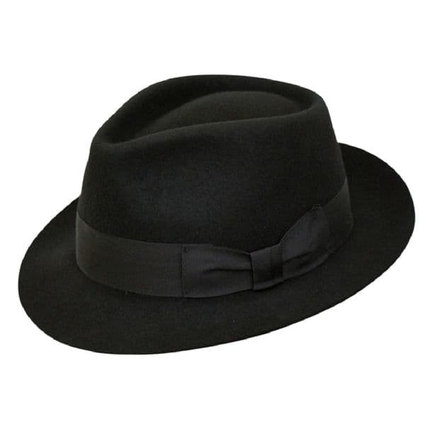 Black Snap Brim Lined Trilby Hat - Pennsylvania