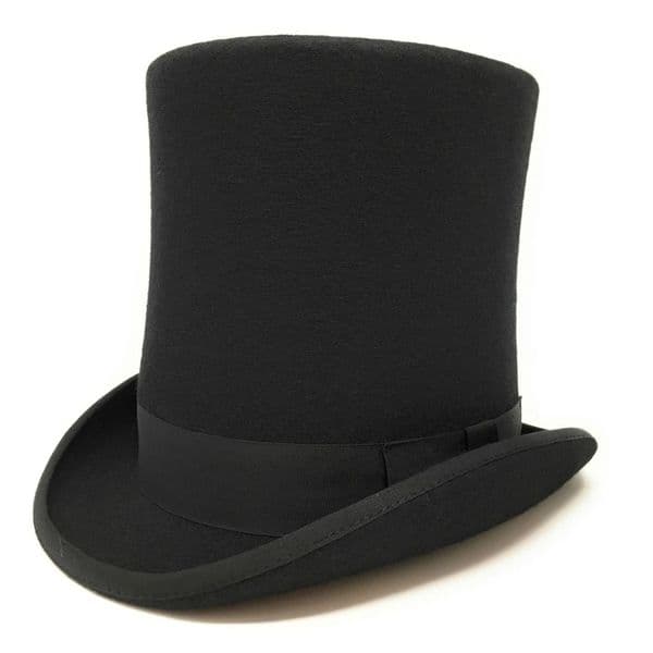 Black Stovepipe Wool Felt Top Hat 8