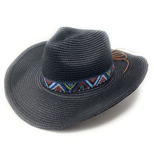 Black Summer Cowboy Hat with Aztec Band