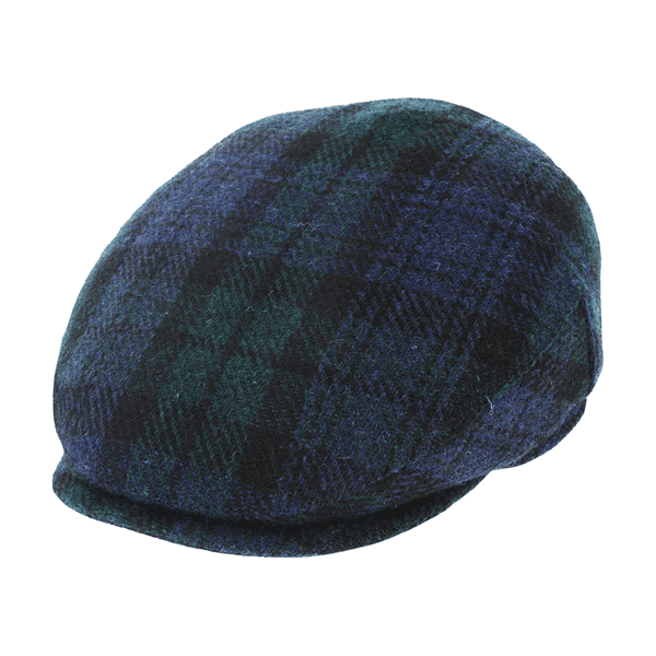 Black Watch - Blue, Green & Black Tartan Harris Tweed Flat Cap