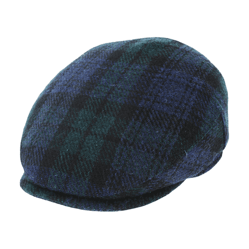 Black Watch - Blue, Green & Black Tartan Harris Tweed Flat Cap