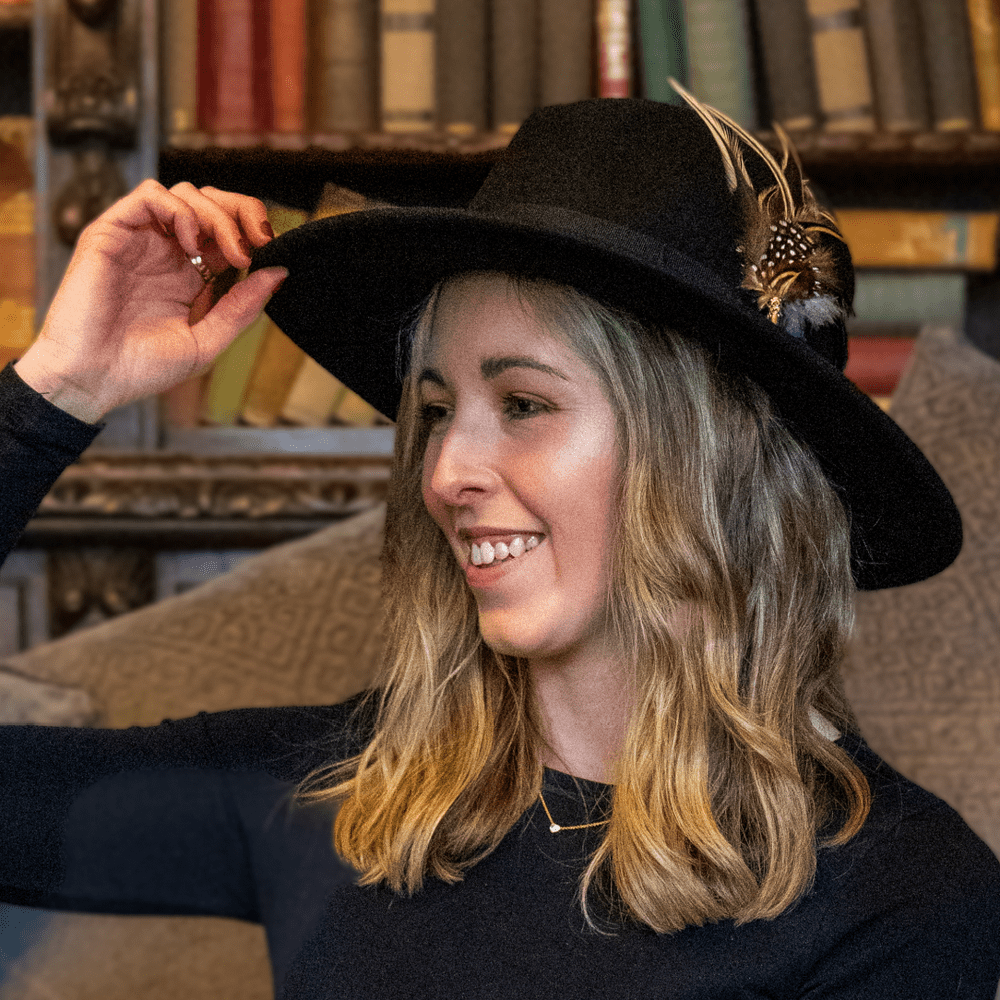 Black Wide Brim Fedora Hat with Country Feather Brooch Widford