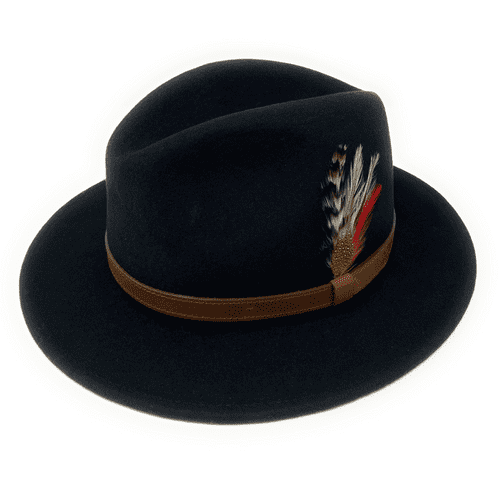 Black Wool Fedora Hat - Showerproof - Arizona