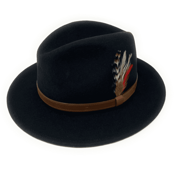 Black Wool Fedora Hat - Showerproof - Arizona