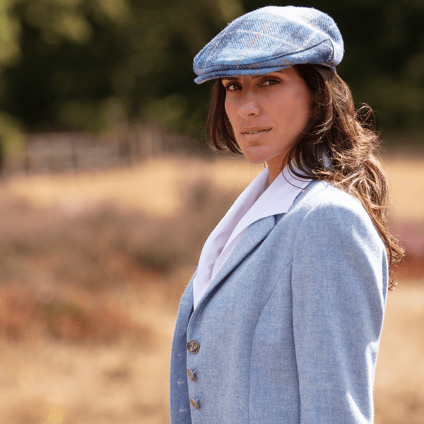Blue Check Tartan Harris Tweed Flat Cap
