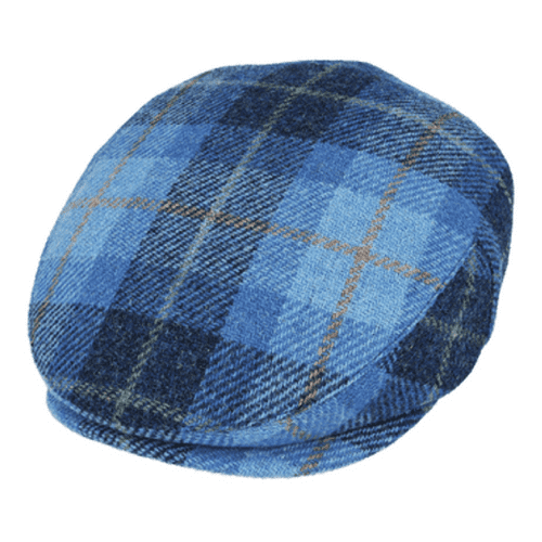 Blue Check Tartan Harris Tweed Flat Cap