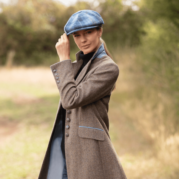 Blue Check Tartan Harris Tweed News/Baker boy Cap