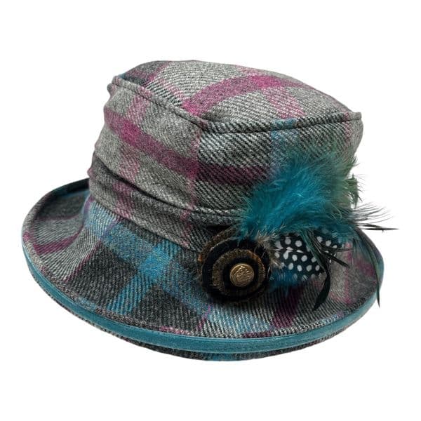 Bone Brim Bucket Hat - Sky Blue and Pink- Edith