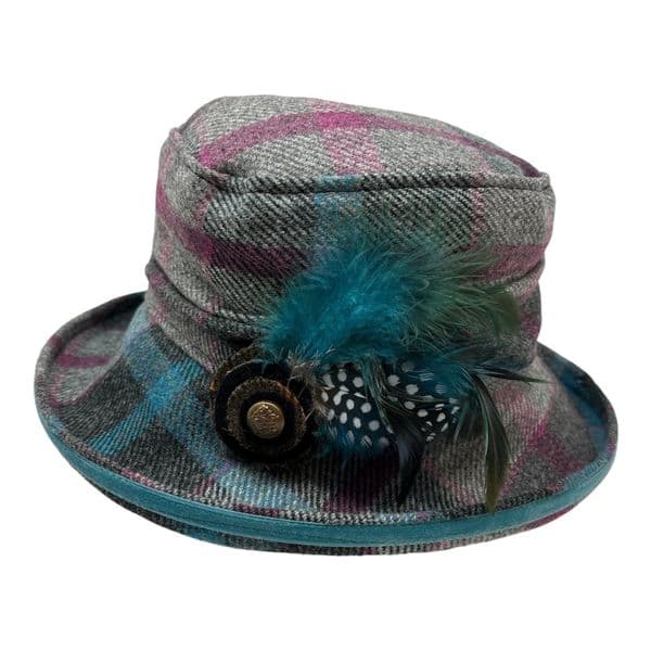 Bone Brim Bucket Hat - Sky Blue and Pink- Edith