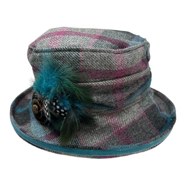Bone Brim Bucket Hat - Sky Blue and Pink- Edith