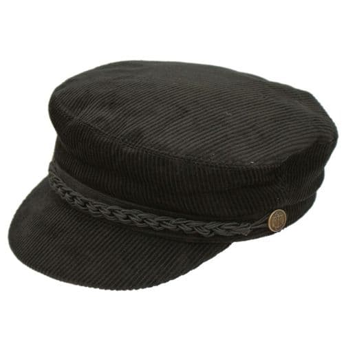 Breton Cord Barge Fisherman Cap - Black
