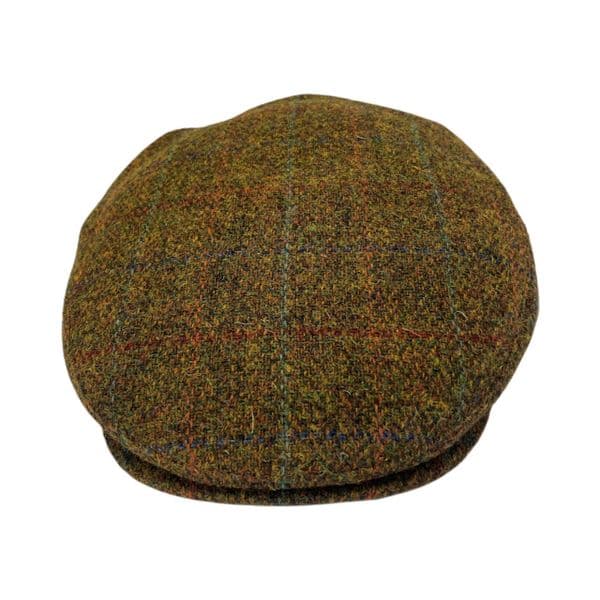 Brown Check Harris Tweed Flat Cap
