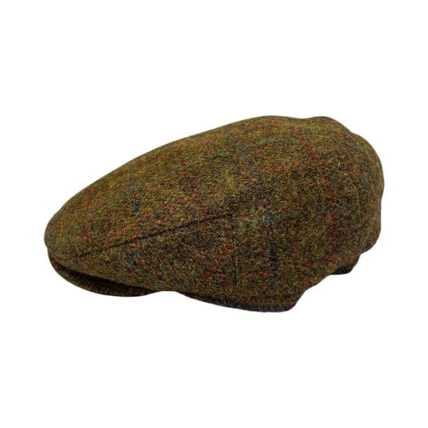 Brown Check Harris Tweed Flat Cap