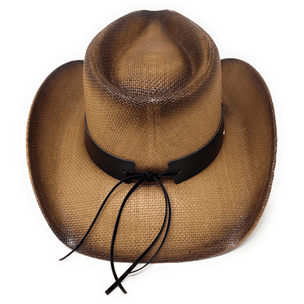 Brown Hard Straw Summer Cowboy Hat - Turquoise Bloom