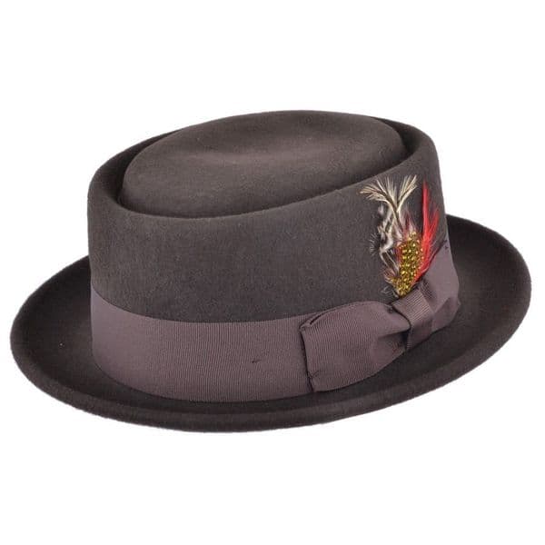 Brown Pork Pie Hat Wool Felt