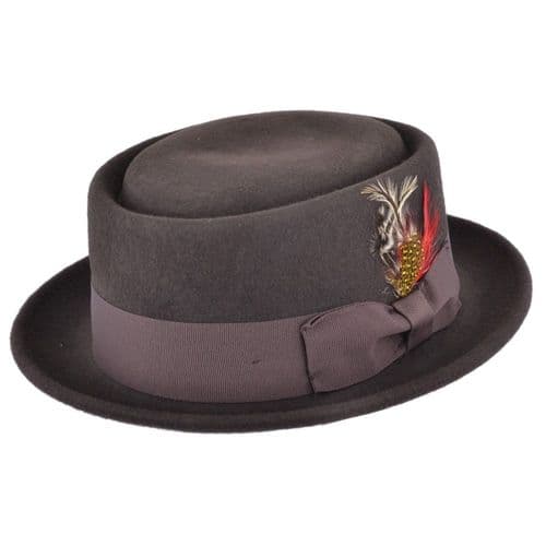 Brown Pork Pie Hat Wool Felt