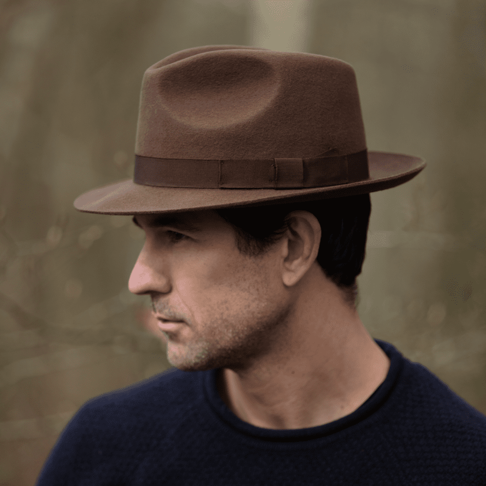 Brown Snap Brim Classic Racing Lined Trilby Hat - Cheltenham