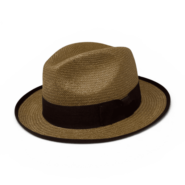Brown Toyo Straw with Brown Snap Brim Summer Panama Style Hat - Mayfair