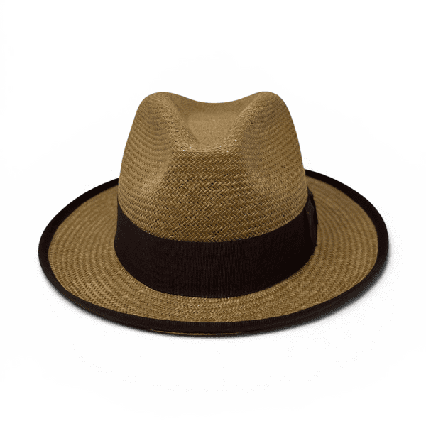 Brown Toyo Straw with Brown Snap Brim Summer Panama Style Hat - Mayfair