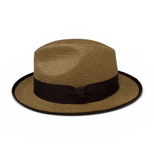 Brown Toyo Straw with Brown Snap Brim Summer Panama Style Hat - Mayfair