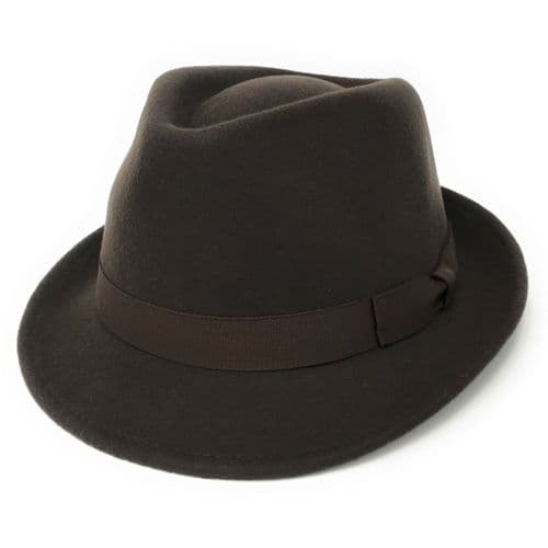 Brown Trilby Hat: Handmade Wool Felt Crushable - Camden